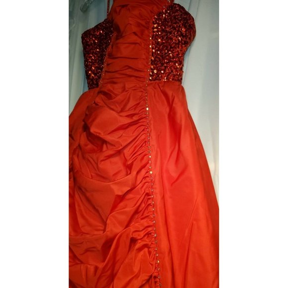 VTG MIKE BENET FORMAL RHINESTONES AND SEQUINS EMPIRE WAIST DRAPED FRONT SIZE 10 - Picture 5 of 7